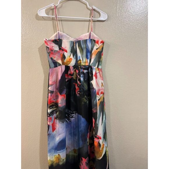 Anthropologie Corey Lynn Calter Dress Women's size 2 pink watercolor floral midi - Picture 5 of 6